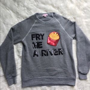 Bow & Drape Fry Me A River Sequin Logo Sweatshirt